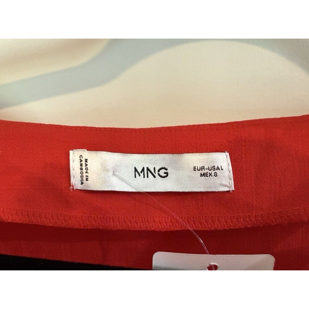 Mango Womens Red Twist Detail Sleeveless Cotton Top Size L NEW - Picture 4 of 12